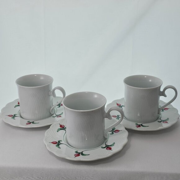Dansk Rosebud Cup Saucer 3-1/4" floral 8oz romantic elegance tea coffee sets (3) - Picture 2 of 10